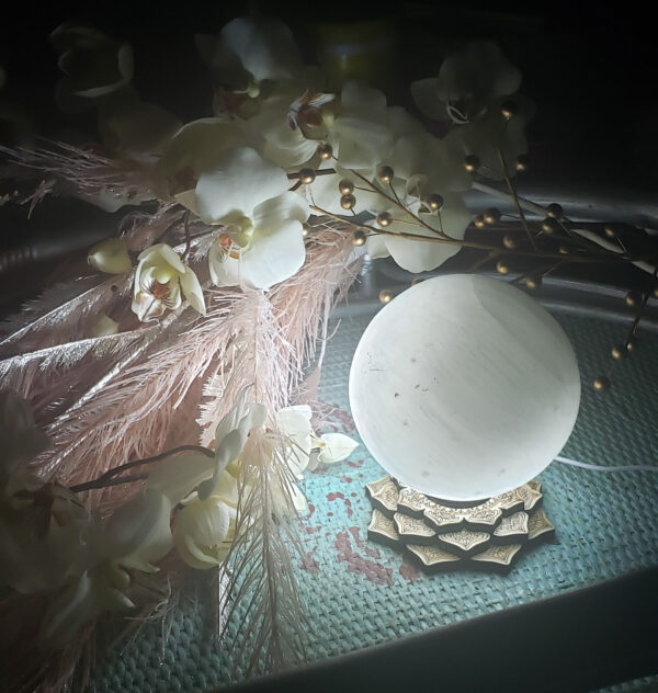 Selenite Sphere with base