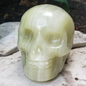 Afghanistan Jade Skulls, main product view showing creamy to green trade-name stone