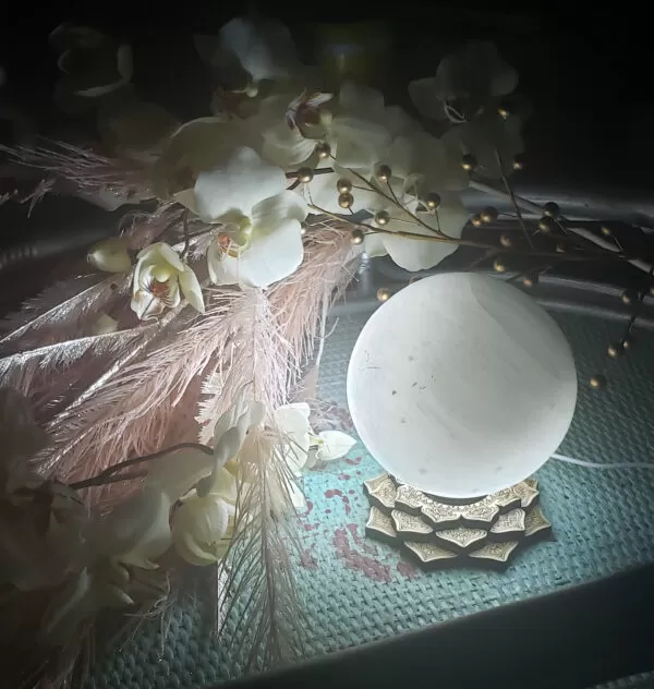 Selenite Sphere with base