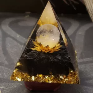 Obsidian with quartz Pyramid